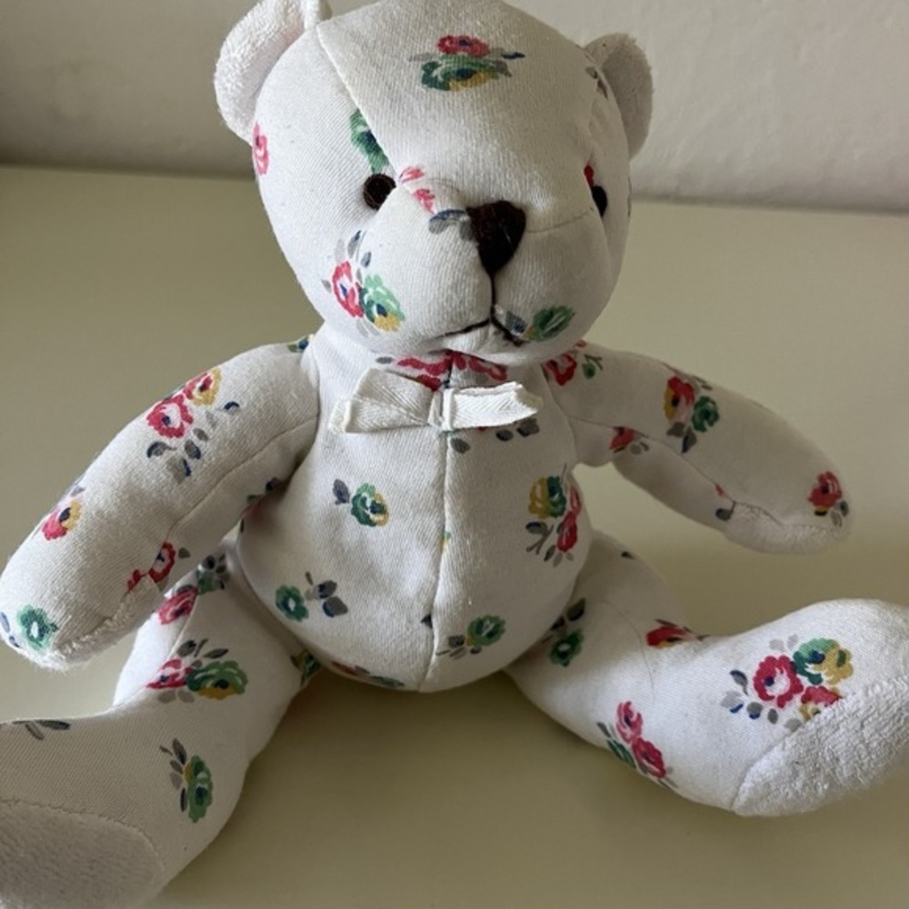 Cath Kidston Hankie Rose Teddy Bear Cotton Spring Soft‎ Cuddly Lovie Toy 7" EUC